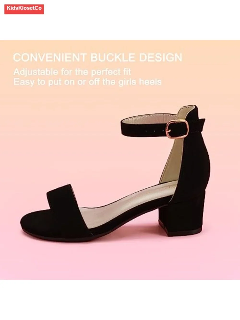 Girls Heeled Sandals Ankle Strap Dress Shoes Flower Girl Wedding Pumps